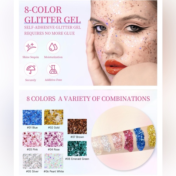 Glitter Face Paint- Holographic Chunky for Halloween, Music Festivals, or Raves - Picture 8 of 11